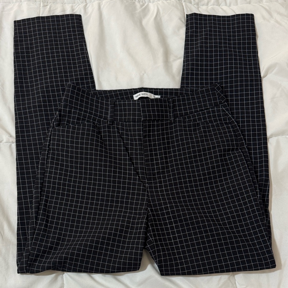 Women's Black Grid Pattern Pants | Nine West